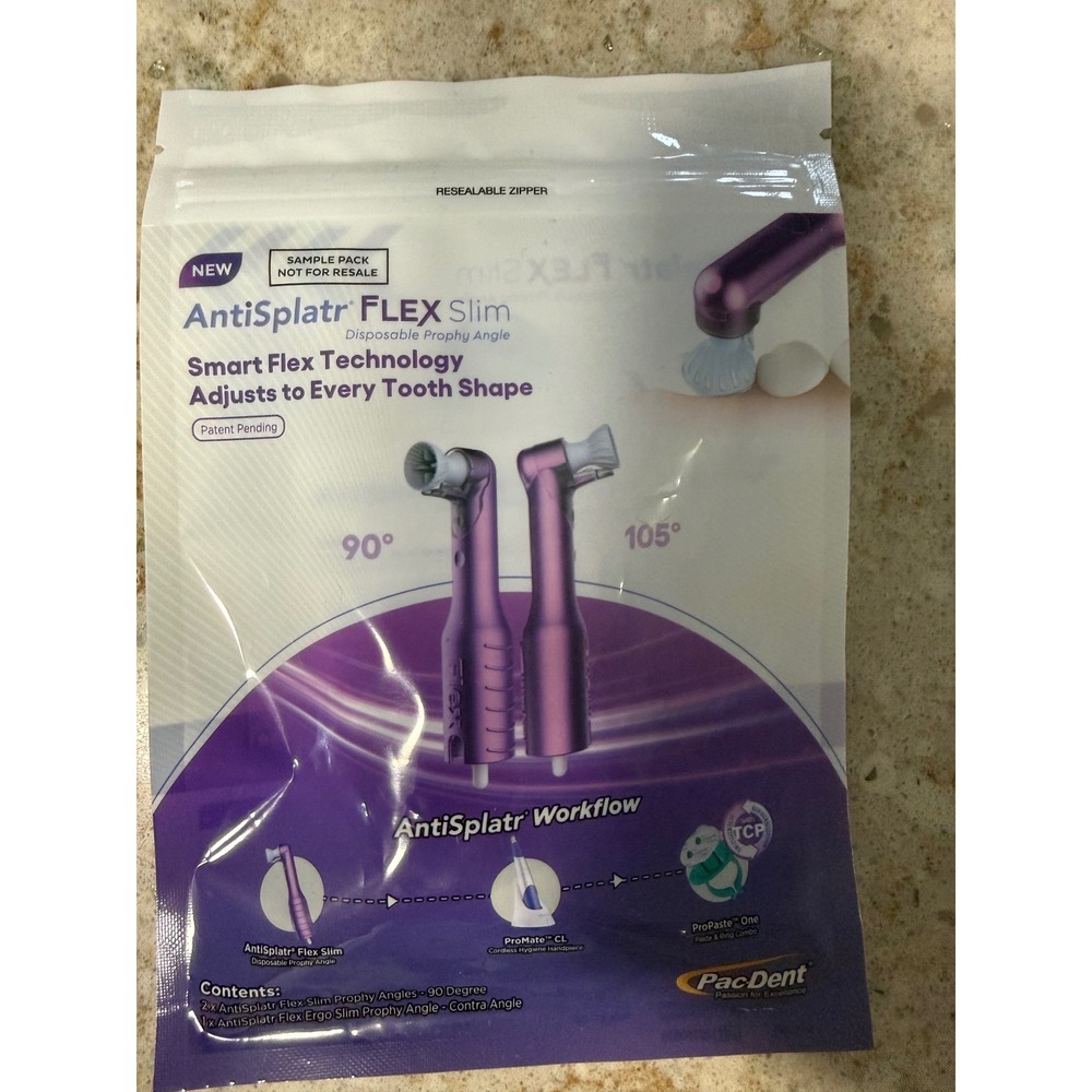 Pac-Dent AntiSplatr FLEX Slim Disposable Prophy Angles 3ct‎ Sample Pack Purple